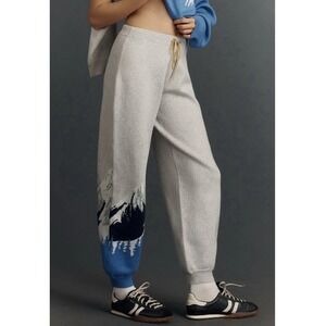 Daily Practice Anthropologie Jogger Petite MP Mountain Graphic Intarsia Knit NWT